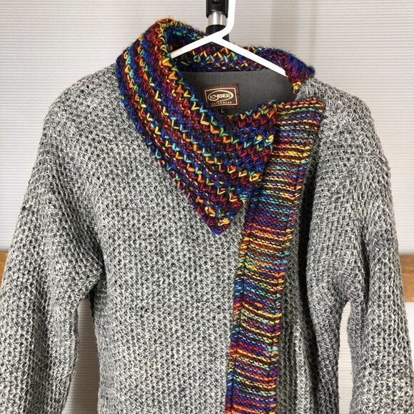 KYBER OUTERWEAR 100% Wool Handmade Textured Chunky Knit Zip Cardigan Jacket Sz L - Picture 5 of 15